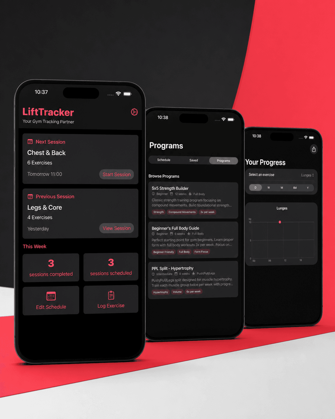 Gym LiftTracker app screen