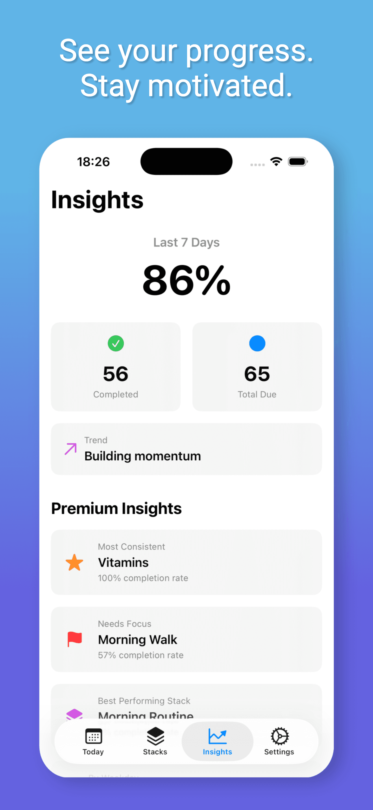 HabitStack application interface
