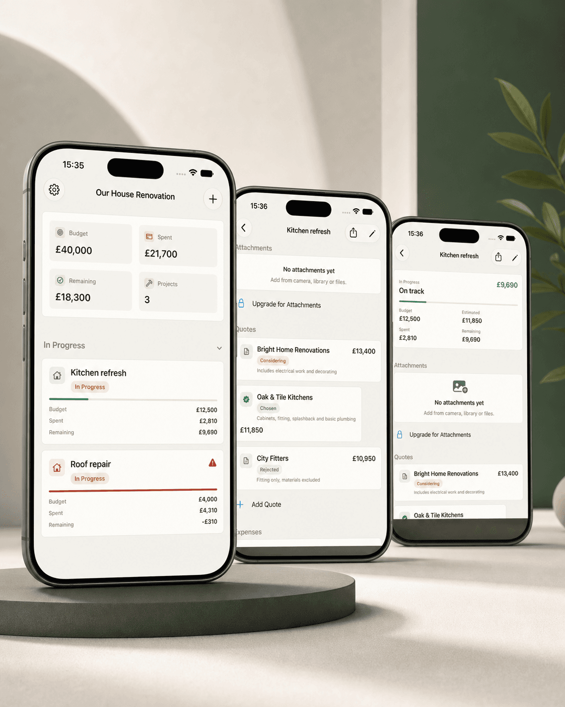 House Project Budget app screen